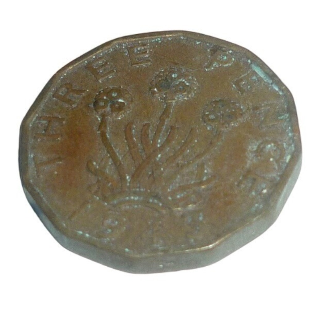 1943 Great Britain Threepence Coin‎ King George VI Thrift Plant 12-Sided 3 Pence